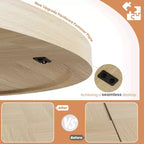 Mesa de comedor redonda de 47", negro / natural / nogal, 4 a 6 plazas