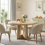 Mesa de comedor redonda de 47", negro / natural / nogal, 4 a 6 plazas