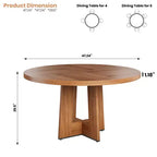 Mesa de comedor redonda de 47", negro / natural / nogal, 4 a 6 plazas