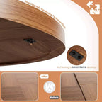 Mesa de comedor redonda de 47", negro / natural / nogal, 4 a 6 plazas