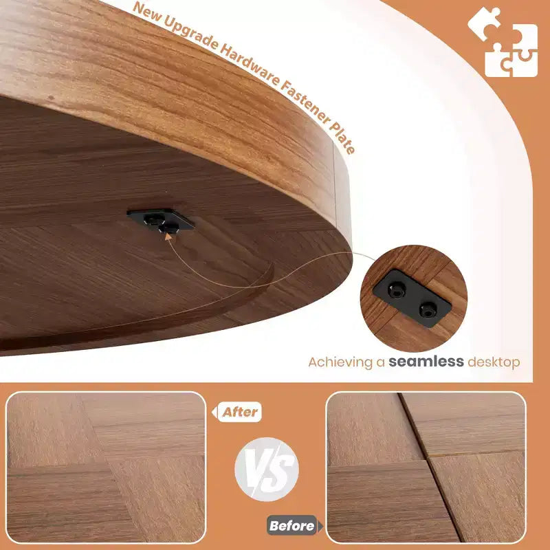 Mesa de comedor redonda de 47", negro / natural / nogal, 4 a 6 plazas