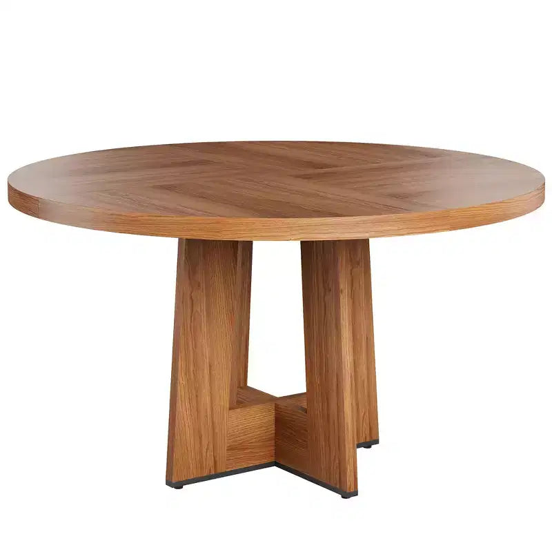 Mesa de comedor redonda de 47", negro / natural / nogal, 4 a 6 plazas