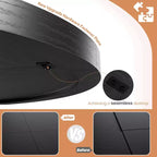 Mesa de comedor redonda de 47", negro / natural / nogal, 4 a 6 plazas