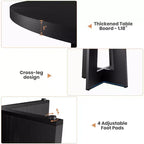 Mesa de comedor redonda de 47", negro / natural / nogal, 4 a 6 plazas