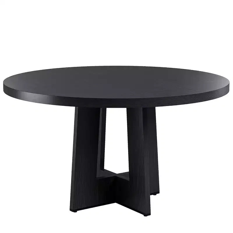 Mesa de comedor redonda de 47", negro / natural / nogal, 4 a 6 plazas