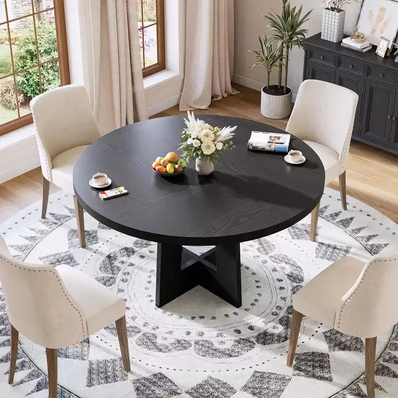 47 Round Dining Table for 4-6 People - Circle Kitchen Dinner Table for Living Room, Kitchen, Apartment