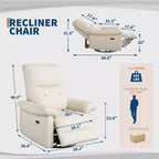 Sillón reclinable giratorio mecedor de tela gris, deslizador de 270°, con botones, 1 persona