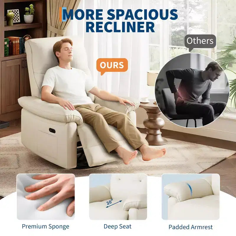 Sillón reclinable giratorio mecedor de tela gris, deslizador de 270°, con botones, 1 persona