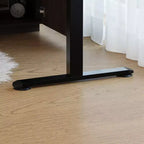 Escritorio Elevable Eléctrico en Forma de L de Madera Oscura con Armario de Almacenamiento – 1 Persona