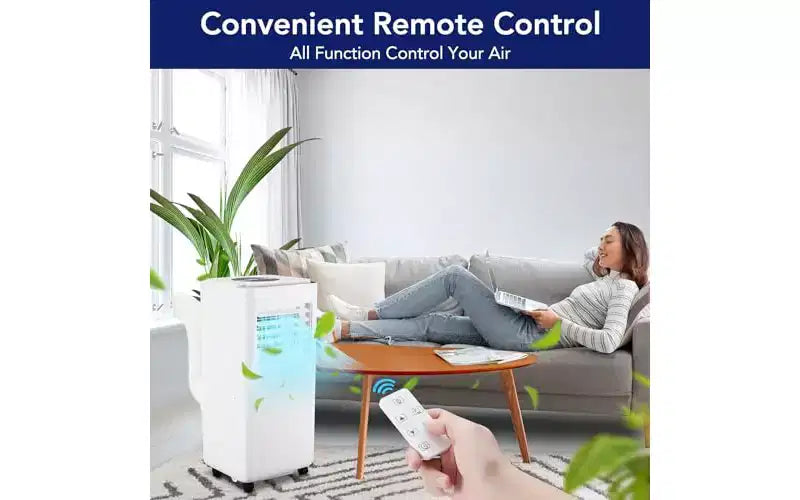 Climatiseur portable GustoWave 10 000 BTU - 3-en-1 : Refroidisseur, déshumidificateur et ventilateur - Refroidit jusqu'à 42 m², Ultra-silencieux, Économe en énergie, Télécommande