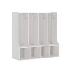 Taquilla con 4 compartimentos y 8 perchas, marrón/blanco, para niños