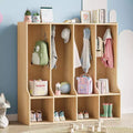 Classroom Coat Locker, 4-Section Cubby Storage Organizer with 8 Hooks, for Home, School, Nursery, Kindergarten
