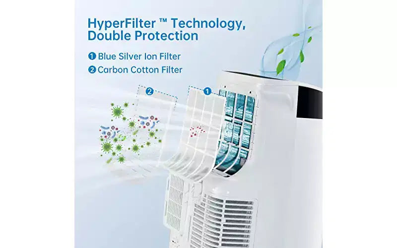 Climatiseur portatif GUSTOWAVE de 10 000 BTU – Climatiseur 3 en 1 avec télécommande, déshumidificateur et ventilateur, refroidit jusqu'à 42 m², silencieux, minuterie 24h