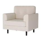 Sillón tapizado de lino verde/blanco, asiento individual, para sala de estar y dormitorio