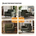 Sillón tapizado de lino verde/blanco, asiento individual, para sala de estar y dormitorio