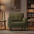 38 Wide Armrest Accent Chair, Linen Upholstered Reading, Lounge Chair, High-Density Foam, for Living Room, Bedroom, Office