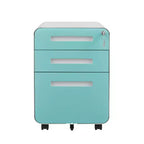 Archivador rodante de 3 cajones con cerradura – Negro/Azul/Naranja/Blanco, debajo del escritorio, 1 usuario