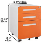 Archivador rodante de 3 cajones con cerradura – Negro/Azul/Naranja/Blanco, debajo del escritorio, 1 usuario