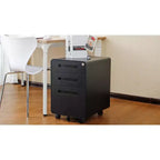 Archivador rodante de 3 cajones con cerradura – Negro/Azul/Naranja/Blanco, debajo del escritorio, 1 usuario