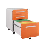 Archivador rodante de 3 cajones con cerradura – Negro/Azul/Naranja/Blanco, debajo del escritorio, 1 usuario