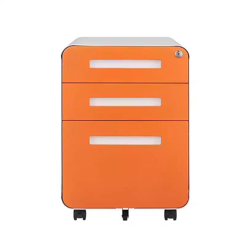 Archivador rodante de 3 cajones con cerradura – Negro/Azul/Naranja/Blanco, debajo del escritorio, 1 usuario