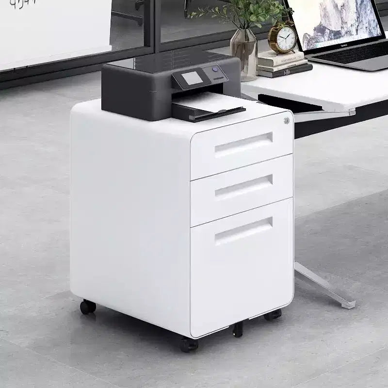 Archivador rodante de 3 cajones con cerradura – Negro/Azul/Naranja/Blanco, debajo del escritorio, 1 usuario