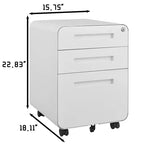 Archivador rodante de 3 cajones con cerradura – Negro/Azul/Naranja/Blanco, debajo del escritorio, 1 usuario