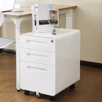 Archivador rodante de 3 cajones con cerradura – Negro/Azul/Naranja/Blanco, debajo del escritorio, 1 usuario