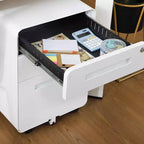 Archivador rodante de 3 cajones con cerradura – Negro/Azul/Naranja/Blanco, debajo del escritorio, 1 usuario
