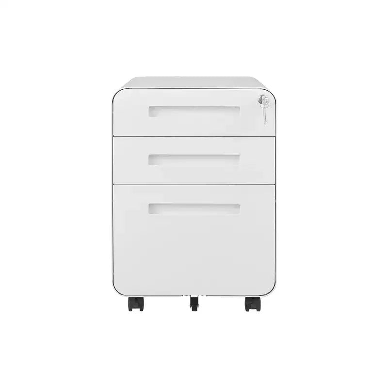 Archivador rodante de 3 cajones con cerradura – Negro/Azul/Naranja/Blanco, debajo del escritorio, 1 usuario