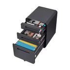 Archivador rodante de 3 cajones con cerradura – Negro/Azul/Naranja/Blanco, debajo del escritorio, 1 usuario