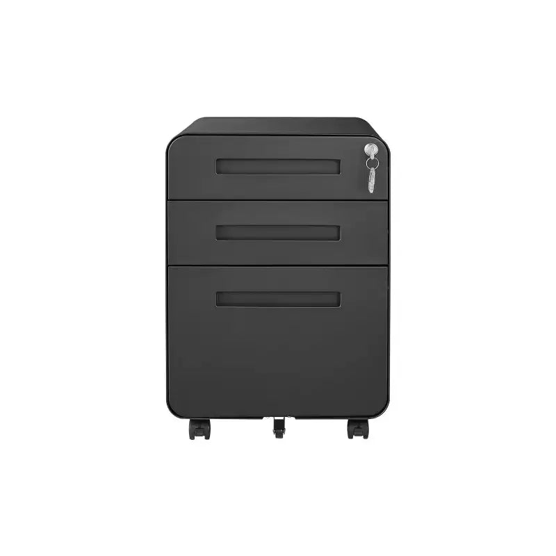Archivador rodante de 3 cajones con cerradura – Negro/Azul/Naranja/Blanco, debajo del escritorio, 1 usuario