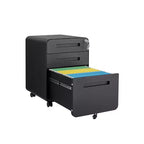 Archivador rodante de 3 cajones con cerradura – Negro/Azul/Naranja/Blanco, debajo del escritorio, 1 usuario