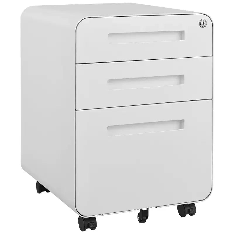 Archivador rodante de 3 cajones con cerradura – Negro/Azul/Naranja/Blanco, debajo del escritorio, 1 usuario