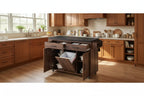 HomyCasa Kitchen Island Cart with Tilt-Out Trash Storage and Rolling Wheels, Walnut