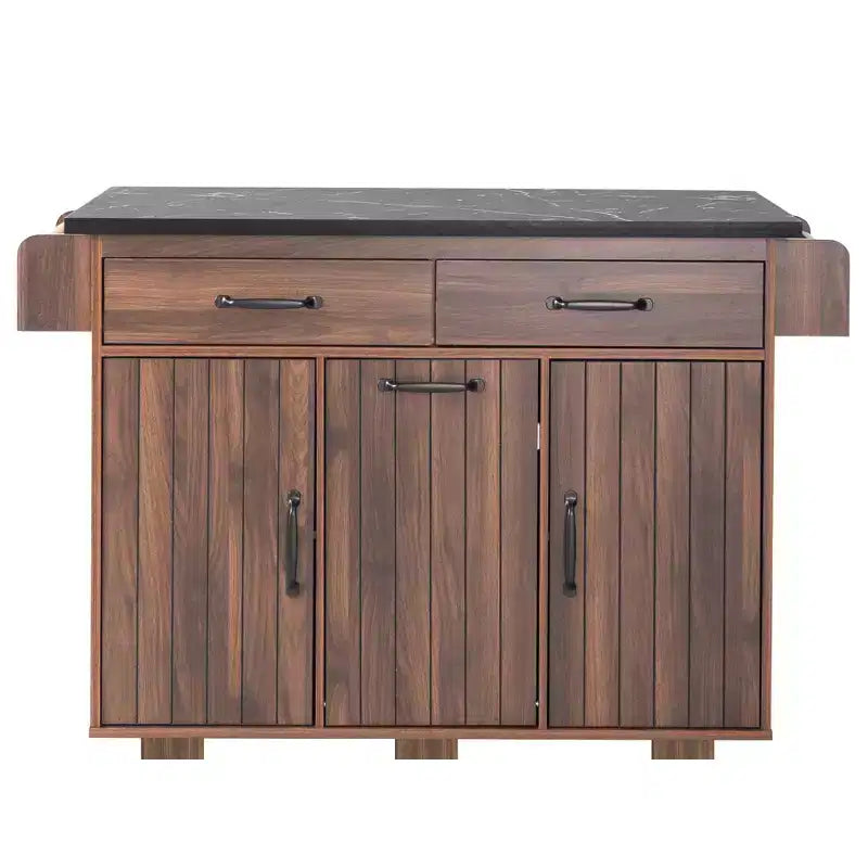 Isla de cocina con ruedas de nogal con cubo de basura abatible, 1 persona