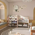 Kids Toy Storage Organizer with 2-Tier Bookshelf & 12 Bins, Multifunctional Kids Furniture (Pink)