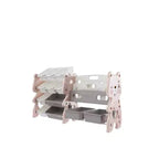 Organizador de almacenamiento rosa de 2 niveles para niños con 12 cubos, para 1+ niño