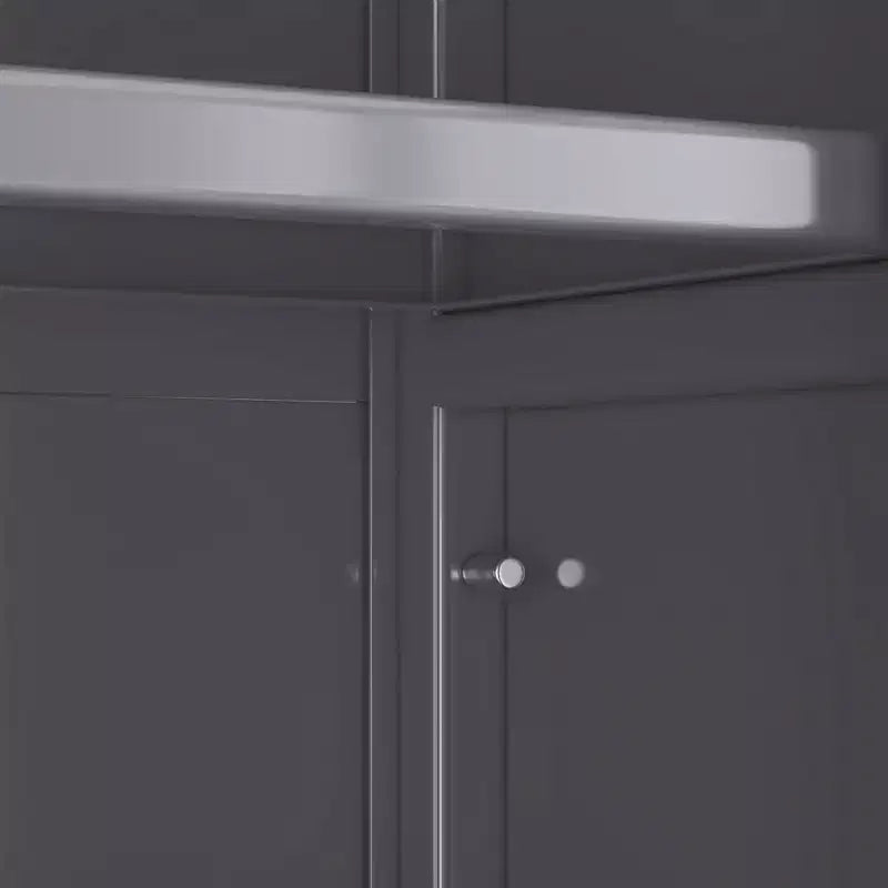 Estantería de almacenamiento de cocina multi-nivel gris con puertas y ruedas