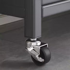 Estantería de almacenamiento de cocina multi-nivel gris con puertas y ruedas