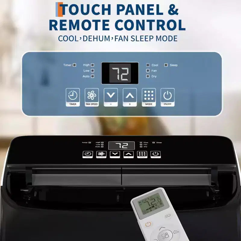 Climatiseur portable GustoWave 12000 BTU, unités de climatisation intelligentes 3-EN-1 avec télécommande pour pièces jusqu'à 50 m²