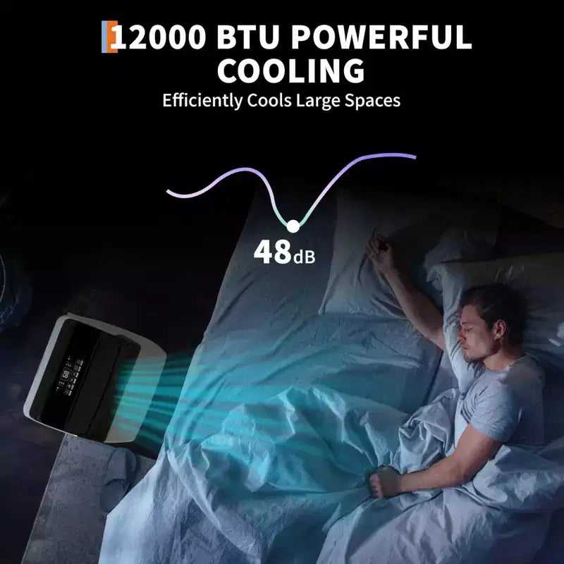 Climatiseur portable GustoWave 12000 BTU, unités de climatisation intelligentes 3-EN-1 avec télécommande pour pièces jusqu'à 50 m²