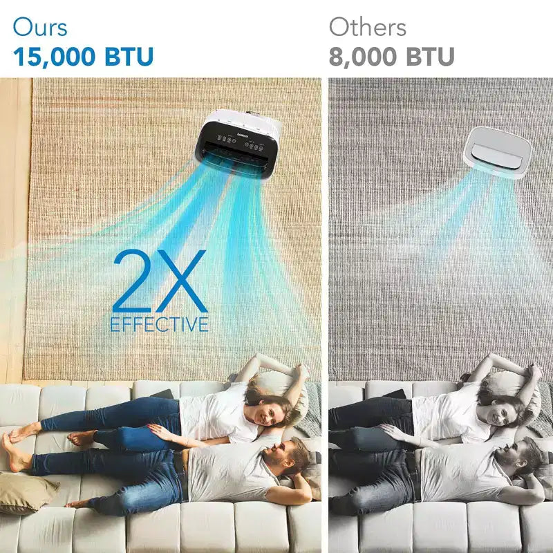 Climatiseur portable 15 000 BTU pour grandes pièces jusqu'à 850 pieds carrés, ventilateur de refroidissement 3-en-1 et déshumidificateur avec télécommande, oscillation automatique, conception sans drainage