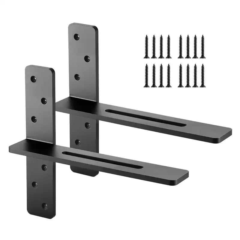 VEVOR T Shelf Brackets 2 Pcs, 200 lbs/90 kg Weight Capacity, 14x2.89x12 in / 355.6x73.5x304.8 mm, Solid Steel Heavy Duty Brackets for Shelves, Black
