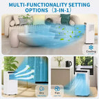 Climatiseur portable 3-en-1 GustoWave 8 000 BTU – Refroidit jusqu'à 42 m², silencieux <42 dB avec minuterie 24h et télécommande, sur pied