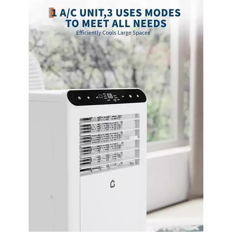 Climatiseur portable 3-en-1 GustoWave 8 000 BTU – Refroidit jusqu'à 42 m², silencieux <42 dB avec minuterie 24h et télécommande, sur pied