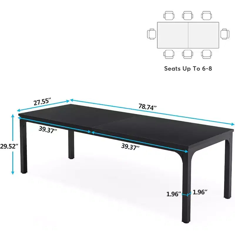 Escritorio para ordenador extralargo de estilo industrial negro para 2 personas
