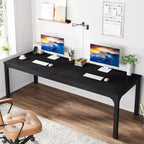 Escritorio para ordenador extralargo de estilo industrial negro para 2 personas
