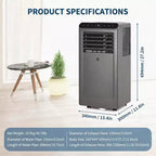 Climatiseur portable 4 en 1 GustoWave 8 000 BTU - Refroidit jusqu'à 32,5 m², fonctionnement silencieux, télécommande, minuterie 24h, écran LED