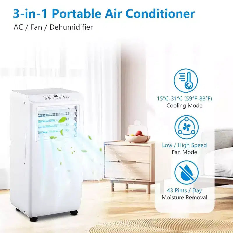 Climatiseur portable 3-en-1 GustoWave 10000 BTU pour pièces jusqu'à 42 m² (450 pi²) utilisation à la maison et au bureau